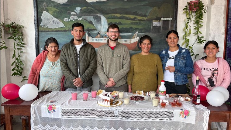 Tom and his host family celebrate his first birthday in Peru.