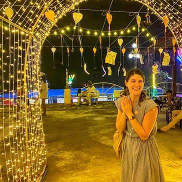 Tal enjoys a local Wat celebration with her host family.