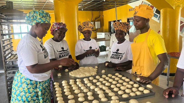 Markey's company supports women-powered commercial bakeries in Rwanda.
