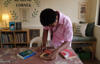 student reading