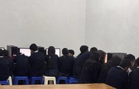students working at computers