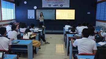 Teacher leads class in Philippines