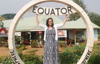 Elyse crossing the equator for the first time during her service with Peace Corps Uganda.