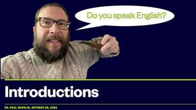 A bearded man holding a pipe with a speech bubble asking "Do you speak English?"