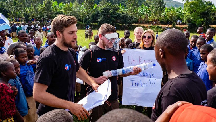 PCVs in Rwanda in a crowd