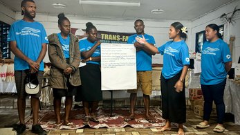 Blue Pacific Youth Climate Champion Rosalia presenting in Ha'atafu