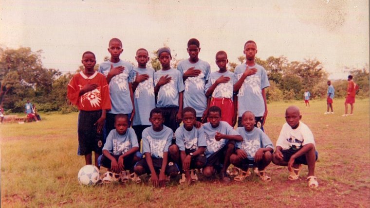 Macire and his classmates in Senegal.