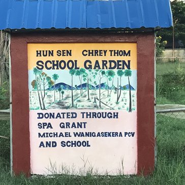 Hun Sen Chrey Thom school garden sign
