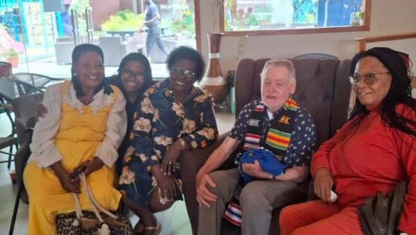 Returned Volunteer Steve and Peace Corps Ghana staff during a visit to see his granddaughter Asha, now serving in Ghana.