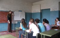 Jennifer McFann teaching during service in Georgia