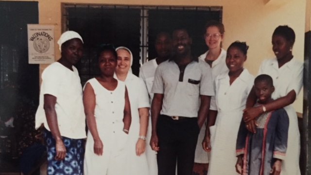 Patty Short with clinic staff, Liberia