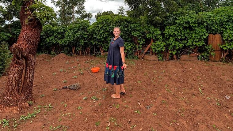 Sophia spends free time in her garden in Ghana.