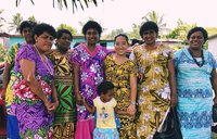 Asian American Volunteer with the women from her Nadroga Navosa village