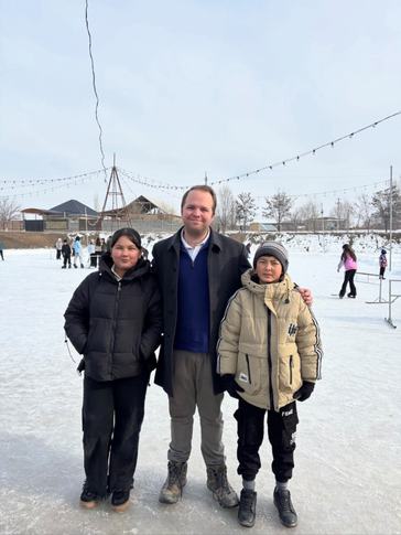 Stanton takes his host siblings ice skating on New Years’ Day in the Kyrgyz Republic.