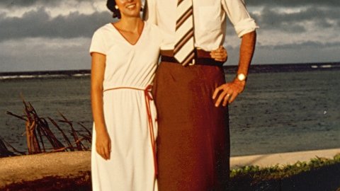 Peace Corps Director Carrie Hessler-Radelet with her husband, Steve Radelet, during their Volunteer service in Samoa.