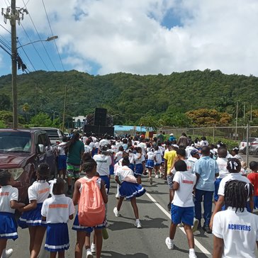 A health walk in St. Lucia brought together over 5000 students from 14 primary schools across the district.