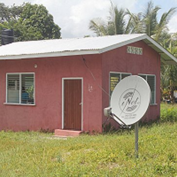 This is the building and the internet dish for the Computer Hub