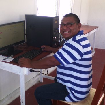 The Deputy Toshau (Vice Leader) of the community using the internet for the first time at the Computer Hub.