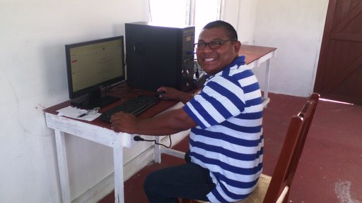 The Deputy Toshau (Vice Leader) of the community using the internet for the first time at the Computer Hub.