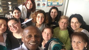 Andre Boyer at a teacher training session in Georgia.