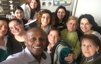 Andre Bolden in Ukraine with teachers