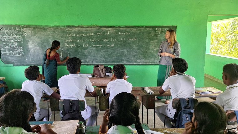 Volunteer and counterpart co-teaching in Sri Lanka