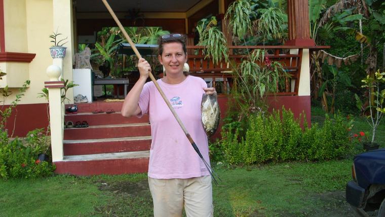The results of Laura’s spearfishing outing in Palau.