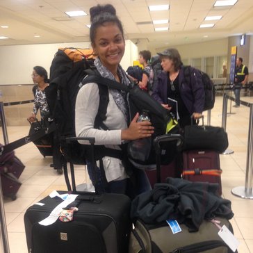 Tori Jackson: Arriving at the airport in Quito with all my suitcases.