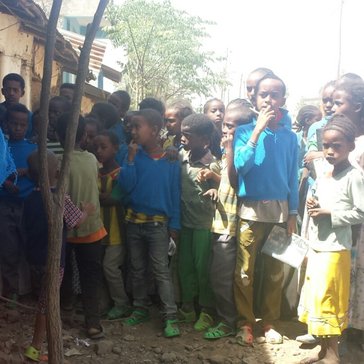 Community members stand in line for the yearly Trachoma campaign in Tigray.