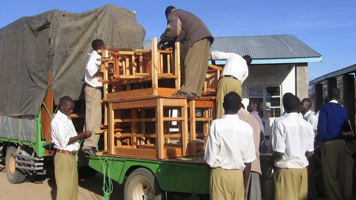 Unloading the truck of library supplies