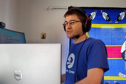 Virtual Service Pilot participant at computer