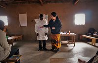Jane leading a session on malaria prevention