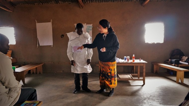Jane leading a session on malaria prevention