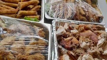 Typical Filipino food served during gatherings with family and friends.