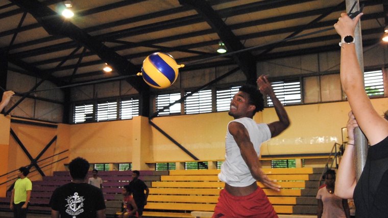 Athlete playing volleyball