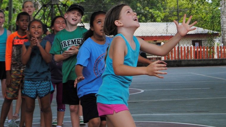 Children at basketball practice