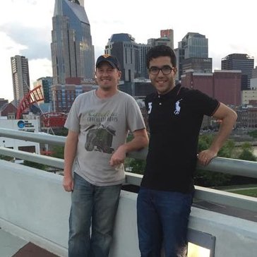 Reda Dihimine reunited with returned Volunteer Justin in Nashville.