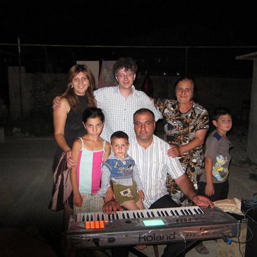 Joseph Andriano with his host family in Armenia.