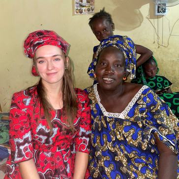 Elizabeth celebrates a wedding with her host mom in Senegal.