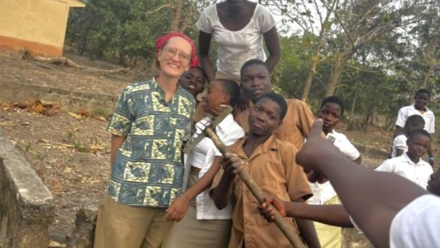 Brenda L and nursing students in Uganda