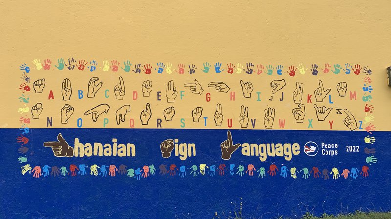 A mural about sigh language in Ghana