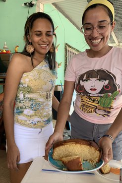 Birthday cake with two women