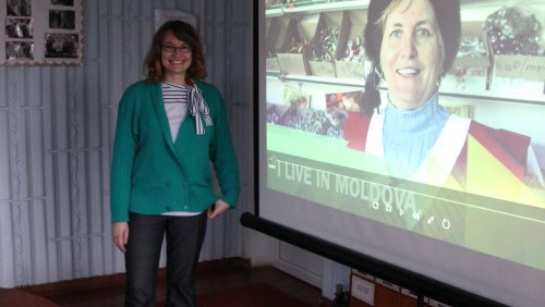Volunteer Jenny Sayles shared her film about happiness in Moldova.