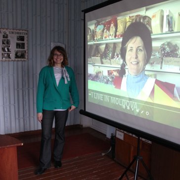 Volunteer Jenny Sayles shared her film about happiness in Moldova.
