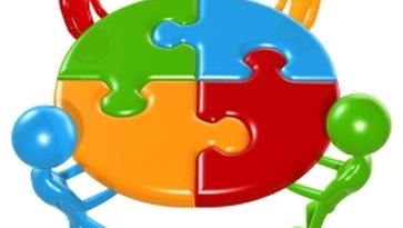 Image of a jigsaw puzzle with four people.