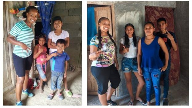 Lataurus with members of her Panamanian host family in 2014 and then again on a visit in 2023.