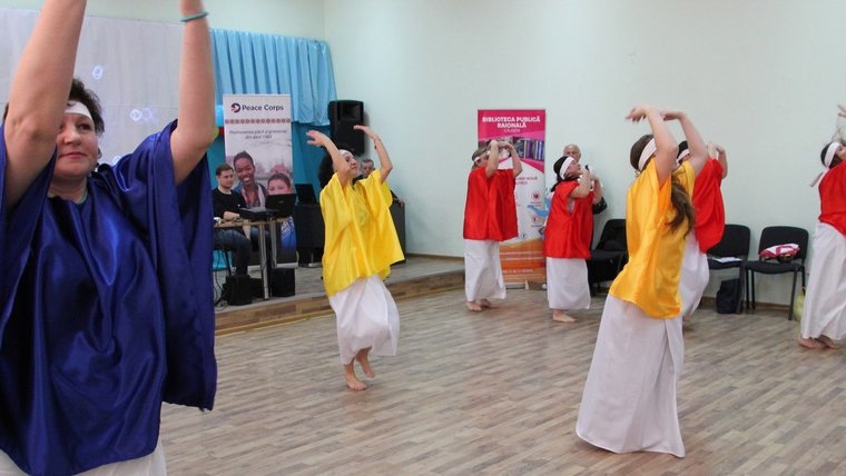 Moldovan women performing African dances.