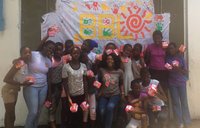 Volunteer LoRen with her students