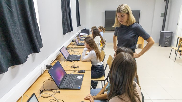 maria with coding club in albania