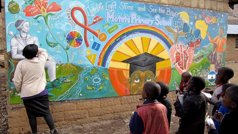 Primary school mural in Lesotho